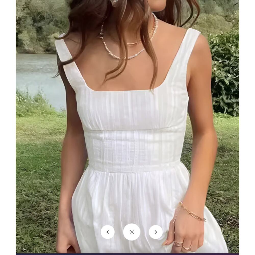NWT Commense Semi-Sheer Solid Square Neckline Short Dress Sz L